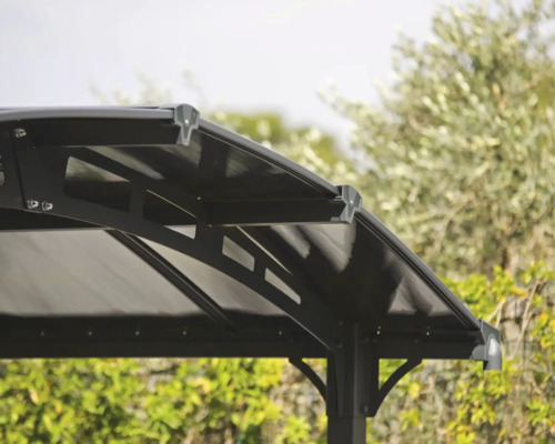 Detailansicht eines Pavillons mit Dachkonstruktion.