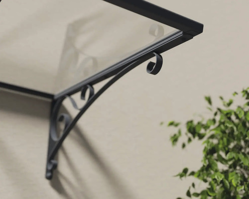 Marquise avec supports en acier et revêtement transparent