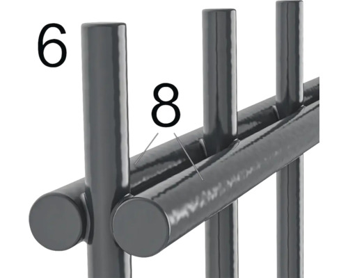 Vue détaillée d''une clôture métallique avec les numéros six et huit