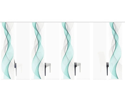 Echarpes décoratives avec motif graphique devant les fenêtres