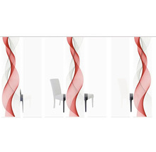 Panneaux coulissants avec motif de vagues abstraites et chaise