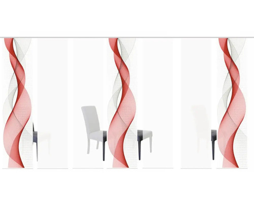 Panneaux coulissants avec motif de vagues abstraites et chaise