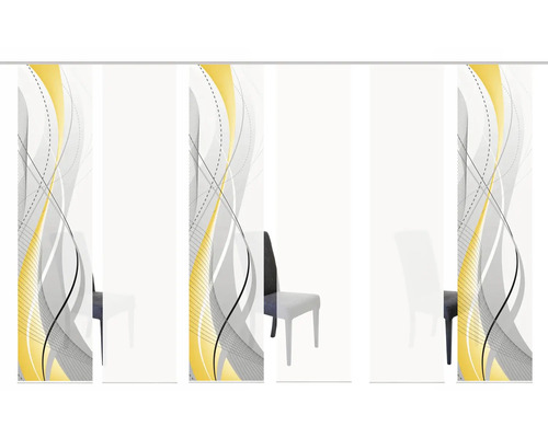 Panneaux coulissants avec motif et chaise