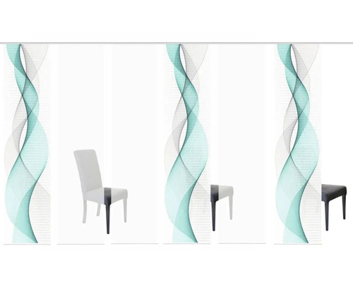 Panneau japonais avec motif ondulé abstrait et chaises