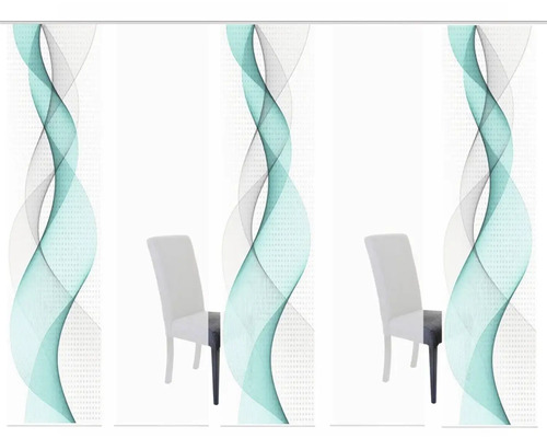 Panneaux japonais avec motif de vagues abstraites et chaises