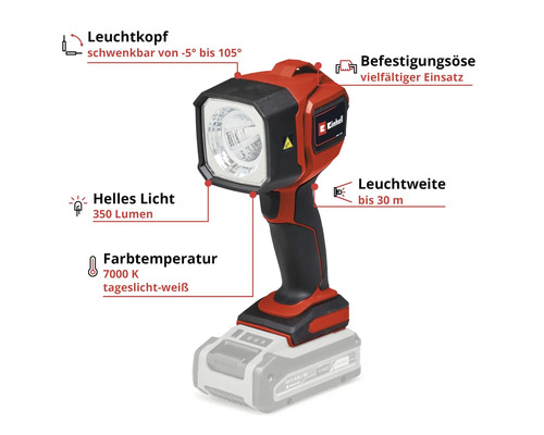 Projecteur sans fil avec tête pivotante et oeillet de fixation