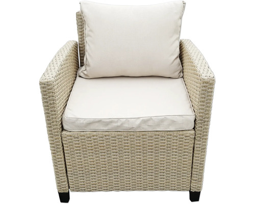 Fauteuil en rotin avec coussin d''assise et coussin de dossier pour l''extérieur