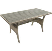 Gartentisch mit Rattanoptik und Holzoptik-Tischplatte