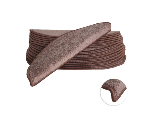 Kit de tapis d'escalier Carousel demi-rond marron 16,5x56x3,5 cm 15 pces Ensemble de tapis de marche pour escaliers