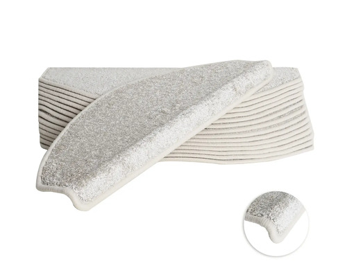 Kit de tapis d'escalier Fortuna demi-rond beige 23,5x65x4,5 cm 15 pces Set de tapis d''escalier pour la sécurité et la décoration de l''escalier