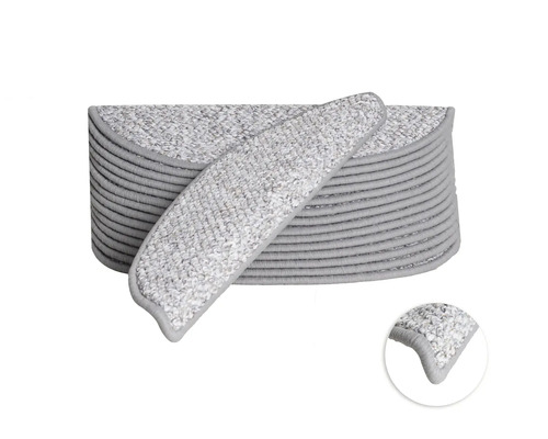 Kit de tapis d'escalier Massiv demi-rond gris 16,5x56x3,5 cm 15 pces Ensemble de tapis de marche pour escaliers