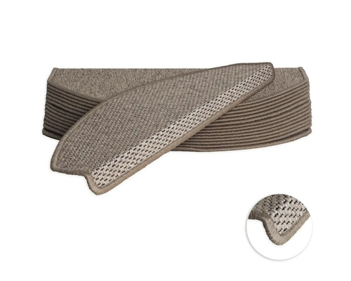 Kit de tapis d'escalier Natura demi-rond beige 23,5x65x4,5 cm 15 pces Jeu de tapis de marche pour escalier
