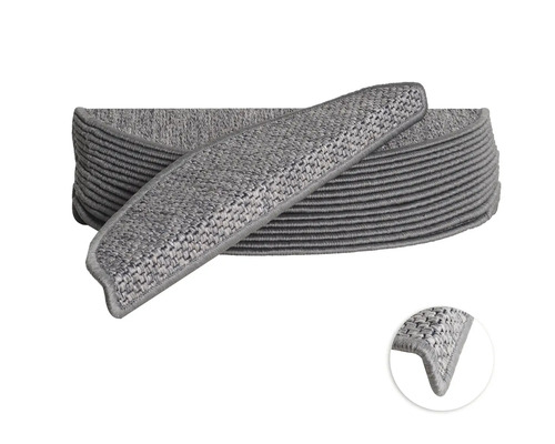 Kit de tapis d'escalier Natura demi-rond gris 16,5x56x3,5 cm 15 pces Marches d''escalier en textile empilées avec vue détaillée