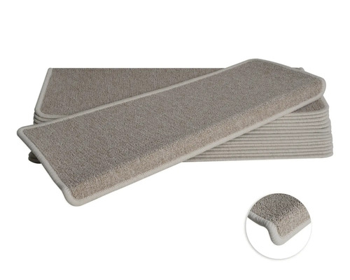 Kit de tapis d'escalier Rambo rectangulaire beige 23,5x65x4,5 cm 15 pces Ensemble de tapis d''escalier en textile