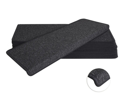 Kit de tapis d'escalier Rambo rectangulaire anthracite 23,5x65x4,5 cm 15 pces