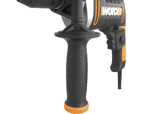 Detailansicht einer Bohrmaschine mit Handgriff der Marke WORX