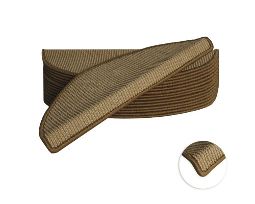 Kit de tapis d'escalier Sisal demi-rond naturel foncé 16,5x56x3,5 cm 15 pces Kit de tapis d'escalier Sisal demi-rond naturel foncé 16,5x56x3,5 cm 15 pces