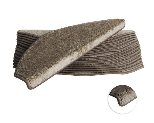 Kit de tapis d'escalier Sweet demi-rond beige 23,5x65x4,5 cm 15 pces Ensemble de tapis de marche pour escaliers