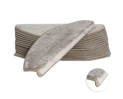 Kit de tapis d'escalier Sweet demi-rond taupe 23,5x65x4,5 cm 15 pces Tapis d''escalier en textile empilés