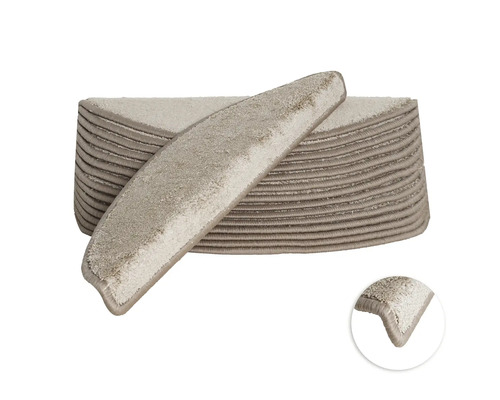 Kit de tapis d'escalier Sweet demi-rond beige 16,5x56x3,5 cm 15 pces Marches d''escalier en pile