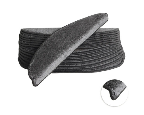 Kit de tapis d'escalier Sweet demi-rond gris 16,5x56x3,5 cm 15 pces Marches d''escalier en tapis en vue empilée avec détail du coin