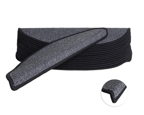 Kit de tapis d'escalier Tobago demi-rond anthracite 16,5x56x3,5 cm 15 pces