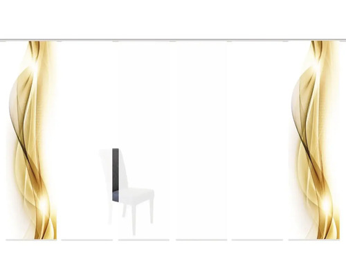 Panneau coulissant avec motif abstrait et chaise