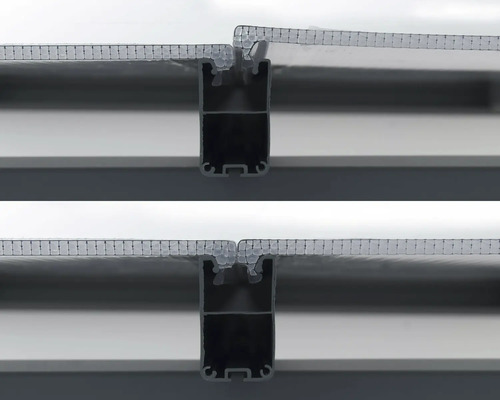 Detailansicht von Polycarbonatplatten und Profilen für Überdachungen