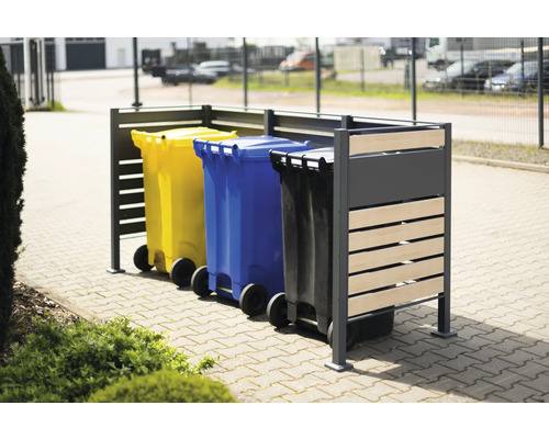 Mülltonnenbox mit drei Mülltonnen