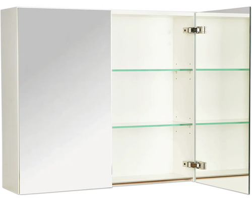 Offener Spiegelschrank mit Glasböden
