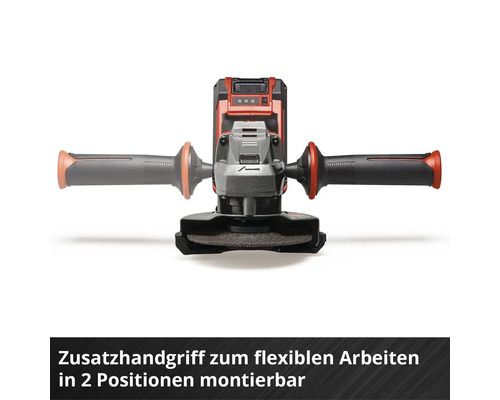 Akku-Winkelschleifer mit montiertem Zusatzhandgriff