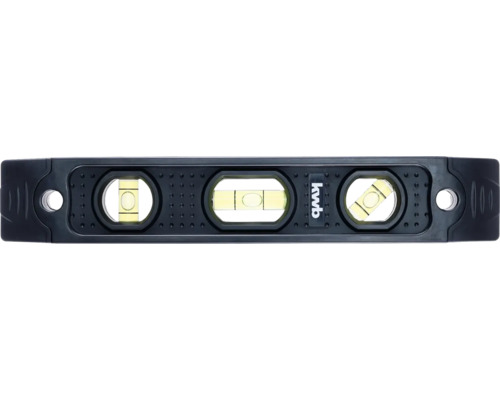 Niveau à bulle avec trois fioles et le logo KWB