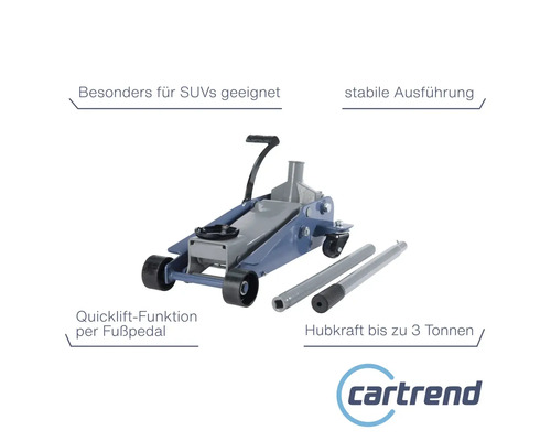 Cric Cartrend avec une capacité de levage jusqu''à 3 tonnes