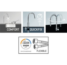 Komfort, Quickfix, Flexibel und DVGW Zertifizierung für eine Küchenarmatur