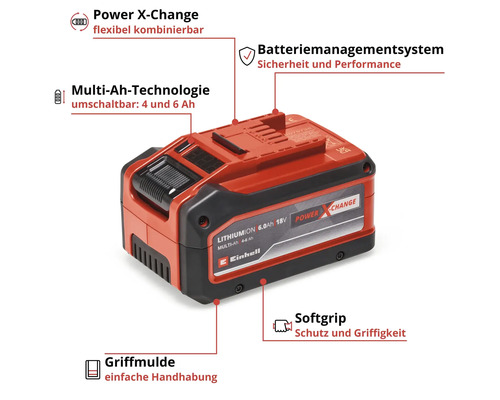 Einhell Power X-Change Akku mit 18 Volt und 6 Amperestunden