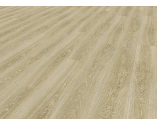 Revêtement de sol en vinyle posé avec aspect bois.