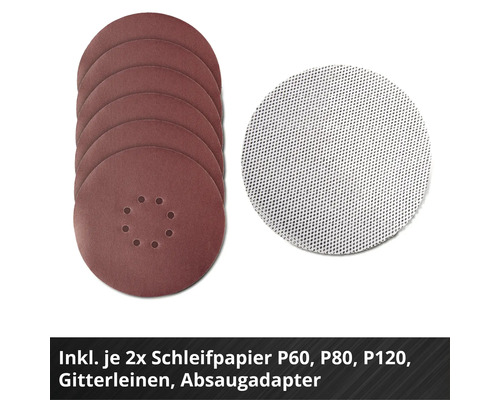 Schleifpapiere mit verschiedenen Körnungen und Gitternetz Schleifscheibe