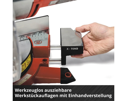 Werkstückauflagen mit Einhandverstellung an einer Paneelsäge