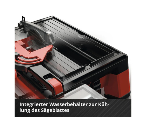 Fliesenschneidmaschine mit integriertem Wasserbehälter zur Kühlung des Sägeblattes