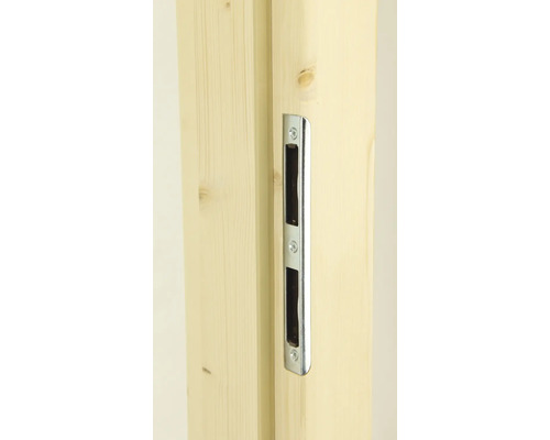 Vue détaillée d''une garniture de porte coulissante en bois avec cuvette