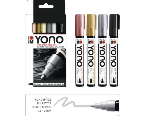 Marabu Yono Metallic Marker Set mit vier Stiften