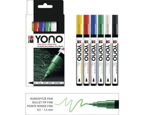 Marabu Yono Acrylmarker Set mit sechs Stiften