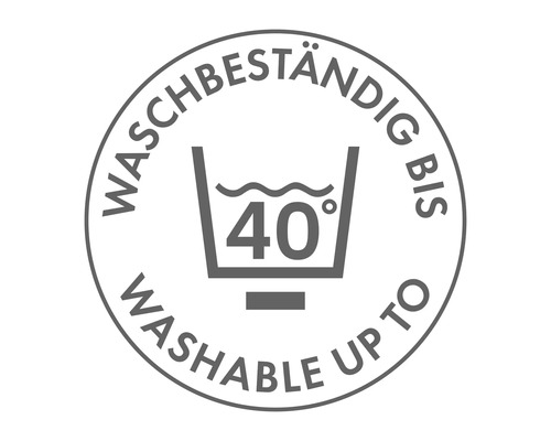 Waschbar bis 40 Grad Celsius Symbol