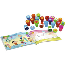 Set de tampons avec motifs et livre de coloriage