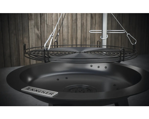 Brasero avec grille de barbecue et suspension réglable en hauteur