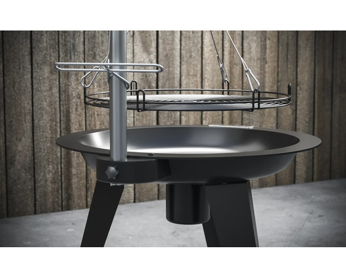 Brasero avec grille et bras pivotant