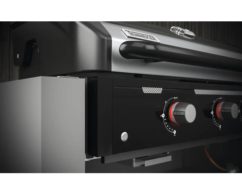 Vue détaillée du barbecue à gaz Tenneker avec boutons de commande