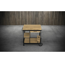 Chariot de grill en bois avec cadre métallique