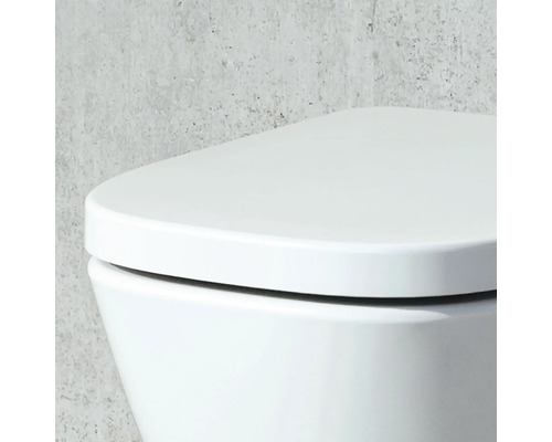 Gros plan de toilettes blanches avec couvercle fermé.