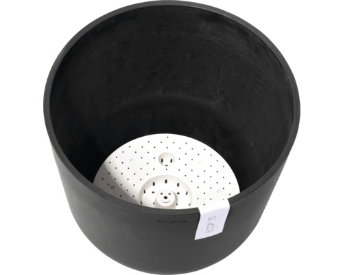 Schwarzer Pflanzkübel mit Bewässerungseinsatz